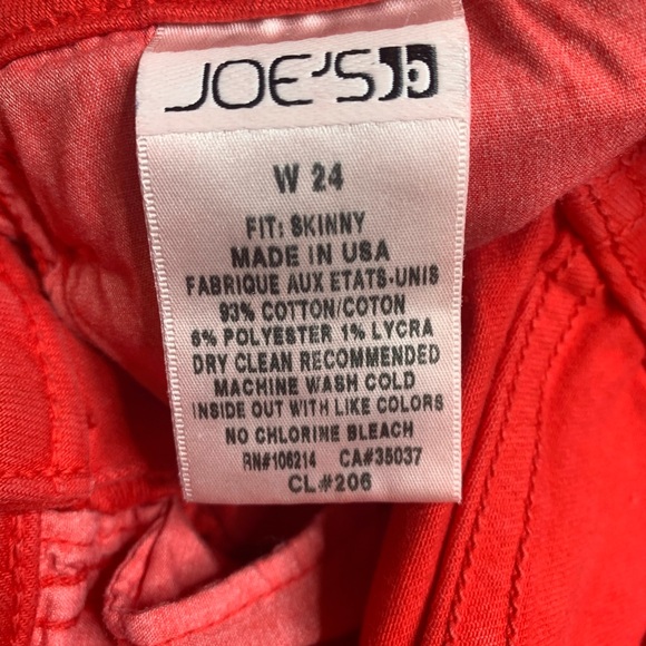 JOE’S JEANS | Bright Red Skinny Fit Ankle Jeans - Picture 6 of 8